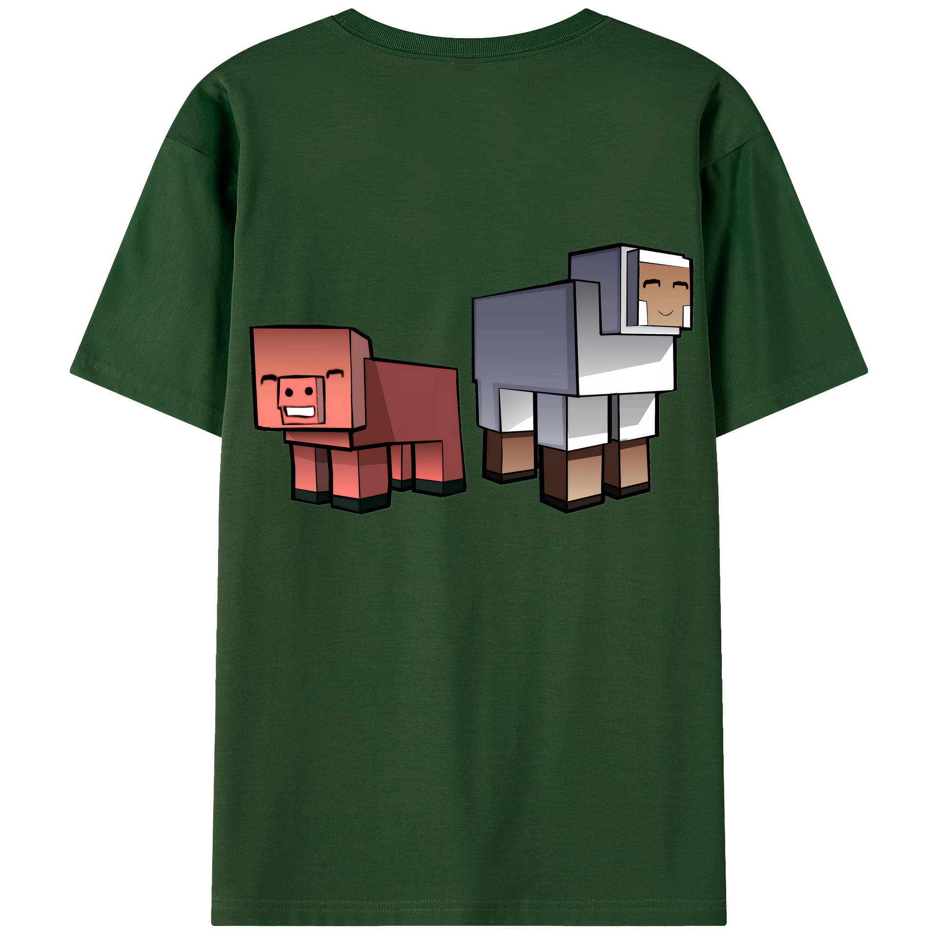 （画像用） マインクラフト ブロックの世界 Minecraft MC Block world 綿100％半袖Tシャツ（背面プリント）